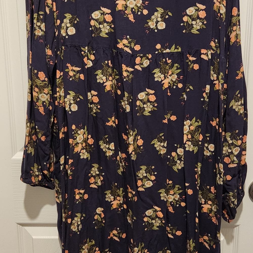 SO Navy Floral Long Sleeve Dress